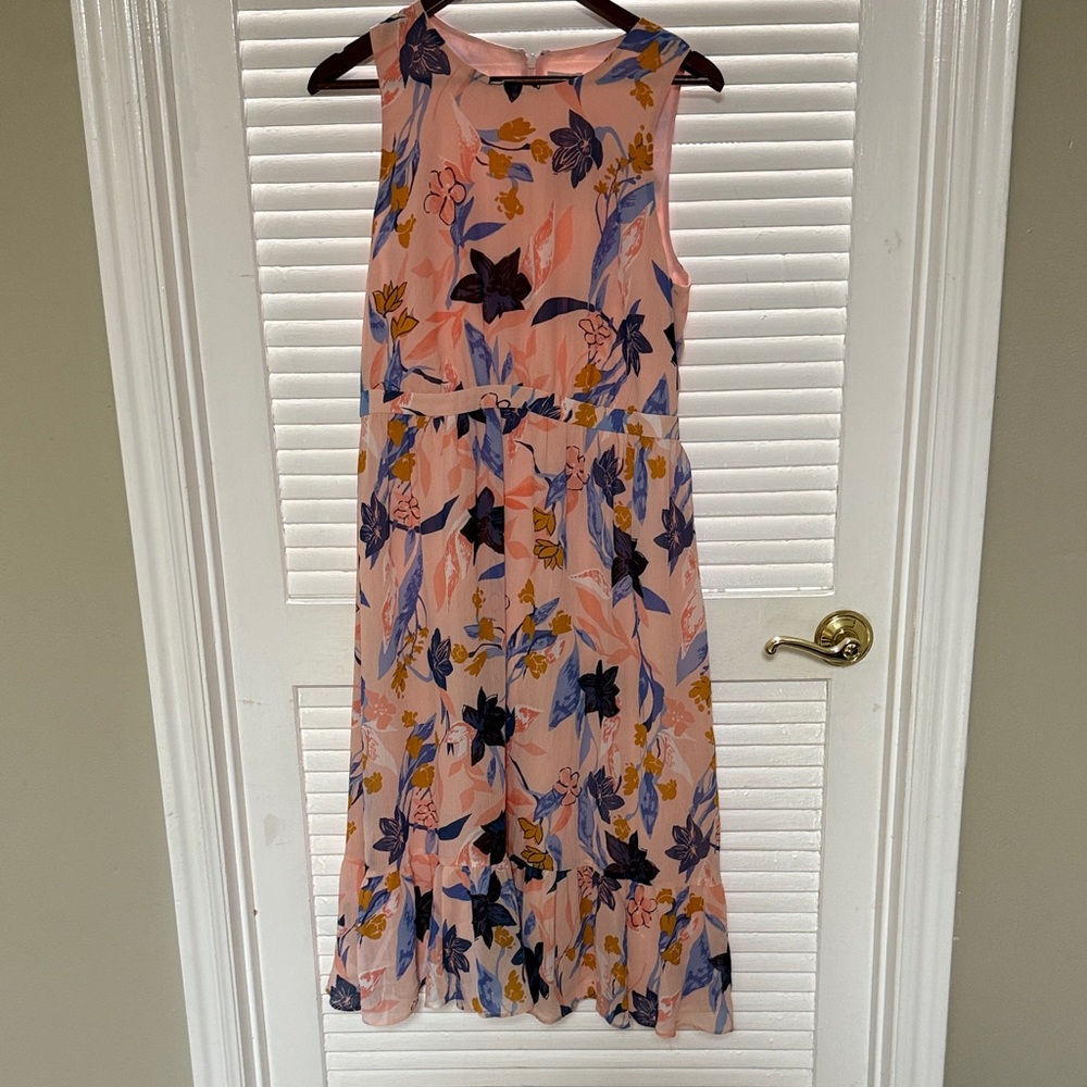 J. Crew Pink Floral Midi Dress